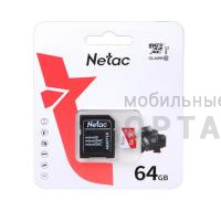 Карта памяти MicroSD  64GB  Netac  P500  Eco  Class 10 UHS-I + SD адаптер Карта памяти MicroSD  64GB  Netac  P500  Eco  Class 10 UHS-I + SD адаптер