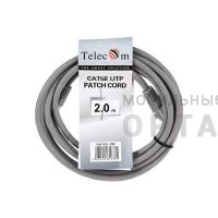Патч корд литой TELECOM UTP Кат. 5е, серый, 2 м. (1/200) Патч корд литой TELECOM UTP Кат. 5е, серый, 2 м. (1/200)