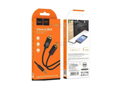 Кабель AUX, Jack 3,5mm(f) - 2xRCA(m)(f) HOCO UPA28, 1.5м, черный